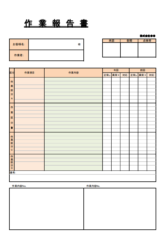 Form template Work report Manufacturing