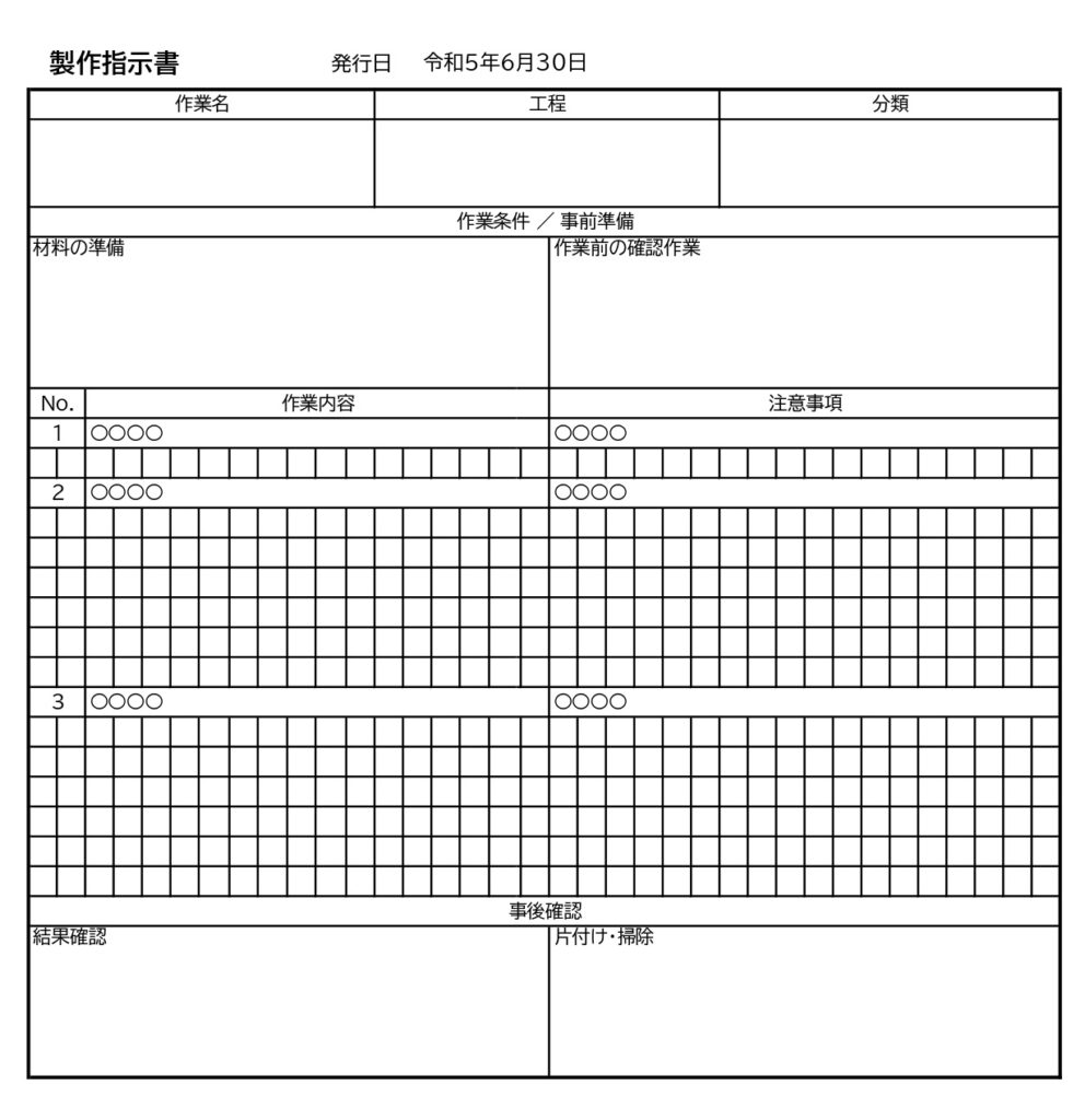 Form Template Manufacturing Instructions Manufacturing